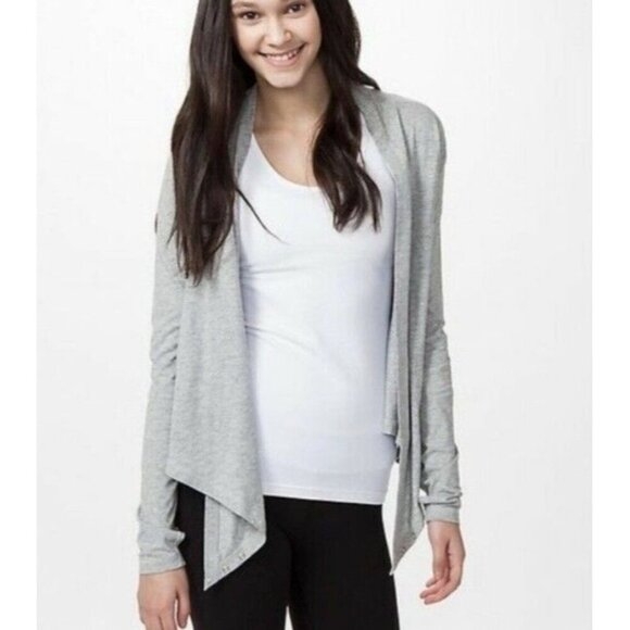 Ivivva by Lululemon Girls Wrap Sweater Long-Sleeve Size 10 Grey Four's a Charm - Picture 10 of 11